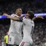 Celebración de Kylian Mbappé y Fede Valverde ante el Inter - EFE