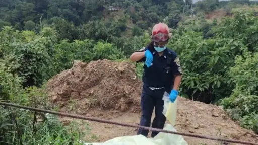 Área donde fue localizado un cadáver en San Pedro Sacatepéquez. ,Bomberos Municipales Departamentales