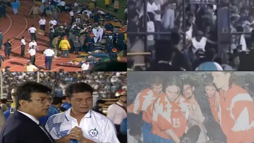 Imágenes de la tragedia en el estadio Mateo Flores en 1996 