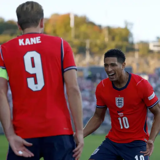 Celebración de Harry Kane y Jude Bellingham en la goleada ante Croacia - EFE