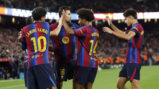Celebración del FC Barcelona ante el Alavés - EFE